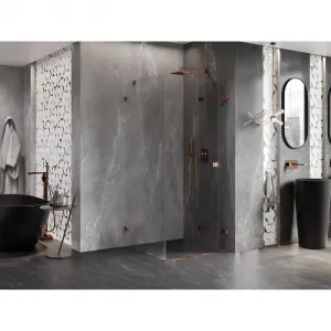 MEXEN/S - Lunar-F sprchovací kút skladacie dvere pravá 70 x 70, transparent, różowe złot 836-070-070-60-00-P