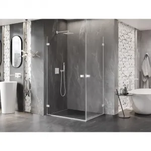 MEXEN/S - Lunar-B Duo sprchovací kút dvere krídlové 100 x 85, transparent, biela 832-100L-085P-20-00