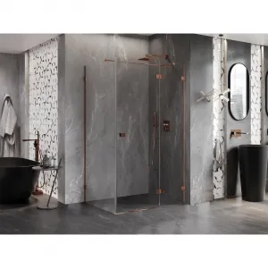 MEXEN/S - Lunar T sprchovací kút dvere krídlové pravá 135 x 70, transparent, ružové zlato 834T-135-070-60-00-P