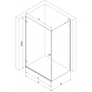 MEXEN/S - Lunar-B L sprchový kút dvere krídlové ľavá 80 x 70, transparent, čierna 832L-080-070-70-00-L