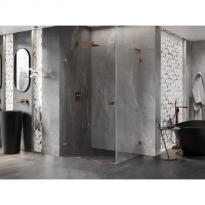 MEXEN/S - Lunar-B L sprchový kút dvere krídlové ľavá 100 x 80, transparent, ružové zlato 832L-100-080-60-00-L