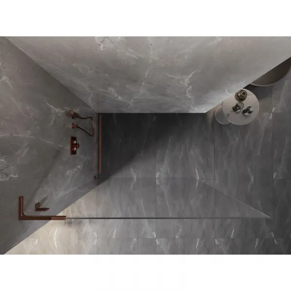 MEXEN/S - Lunar L Sprchová zástena WALK-IN ľavá 70 x 200, transparent 8 mm, ružové zlato 830L-070-000-60-00-L