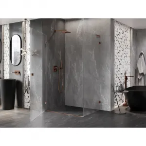 MEXEN/S - Lunar-B L sprchový kút dvere krídlové ľavá 100 x 80, transparent, ružové zlato 832L-100-080-60-00-L
