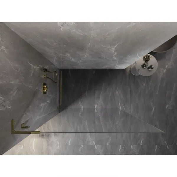 MEXEN/S - Lunar L Sprchová zástena WALK-IN ľavá 80 x 200, transparent 8 mm, zlato 830L-080-000-50-00-L