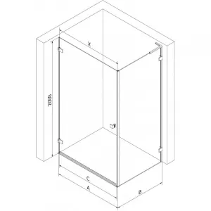 MEXEN/S - Lunar-B L sprchový kút dvere krídlové ľavá 75 x 70, transparent, nikel kartáčovaný 832L-075-070-97-00-L