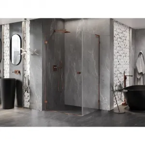 MEXEN/S - Lunar-B L sprchový kút dvere krídlové ľavá 90 x 80, transparent, ružové zlato 832L-090-080-60-00-L