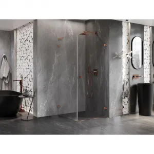 MEXEN/S - Lunar-B L sprchový kút dvere krídlové pravá 80 x 80, transparent, ružové zlato 832L-080-080-60-00-P