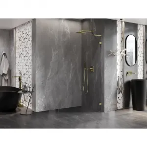 MEXEN/S - Lunar L Sprchová zástena WALK-IN pravá 100 x 200, transparent 8 mm, zlato 830L-100-000-50-00-P