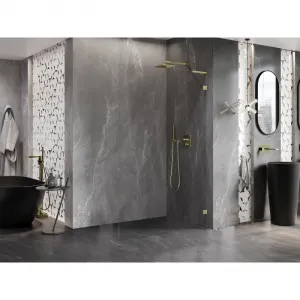 MEXEN/S - Lunar L Sprchová zástena WALK-IN pravá 60 x 200, transparent 8 mm, zlato kefovaná 830L-060-000-55-00-P