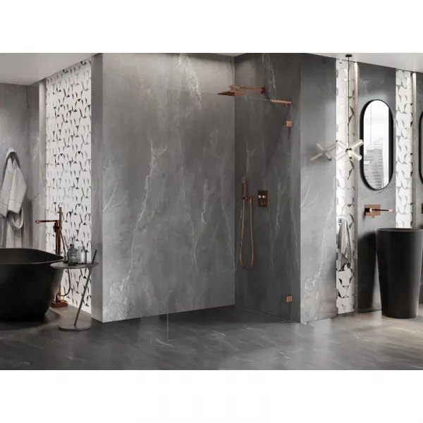 MEXEN/S - Lunar L Sprchová zástena WALK-IN pravá 60 x 200, transparent 8 mm, ružové zlato 830L-060-000-60-00-P