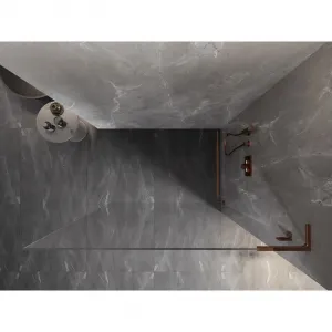 MEXEN/S - Lunar L Sprchová zástena WALK-IN pravá 80 x 200, transparent 8 mm, ružové zlato 830L-080-000-60-00-P