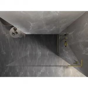 MEXEN/S - Lunar L Sprchová zástena WALK-IN pravá 70 x 200, transparent 8 mm, zlato kefovaná 830L-070-000-55-00-P