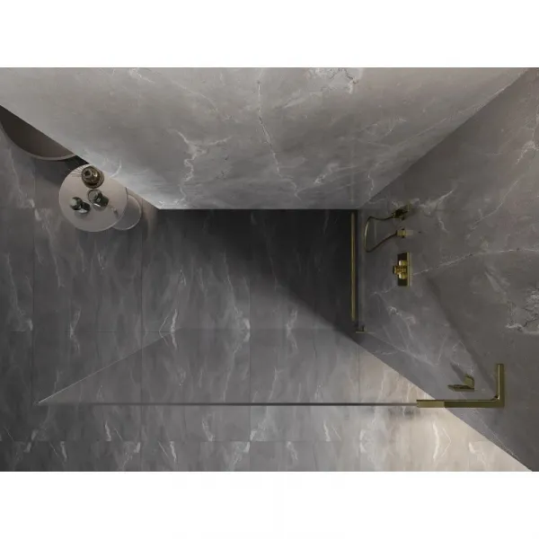 MEXEN/S - Lunar L Sprchová zástena WALK-IN pravá 110 x 200, transparent 8 mm, zlato 830L-110-000-50-00-P