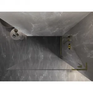 MEXEN/S - Lunar L Sprchová zástena WALK-IN pravá 110 x 200, transparent 8 mm, zlato 830L-110-000-50-00-P