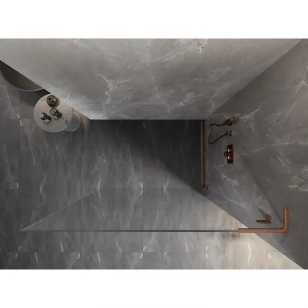 MEXEN/S - Lunar L Sprchová zástena WALK-IN pravá 60 x 200, transparent 8 mm, meď kartáčovaná 830L-060-000-65-00-P