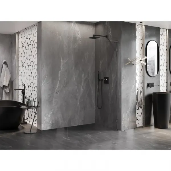 MEXEN/S - Lunar L Sprchová zástena WALK-IN pravá 80 x 200, transparent 8 mm, grafit kartáčovaná 830L-080-000-66-00-P