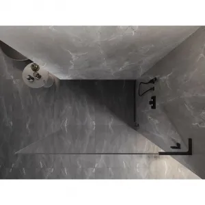 MEXEN/S - Lunar L Sprchová zástena WALK-IN pravá 60 x 200, transparent 8 mm, čierna 830L-060-000-70-00-P