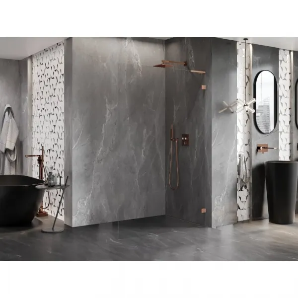 MEXEN/S - Lunar L Sprchová zástena WALK-IN pravá 70 x 200, transparent 8 mm, meď kartáčovaná 830L-070-000-65-00-P