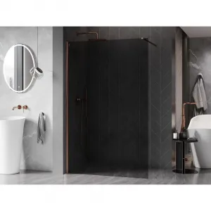 MEXEN/S - Kyoto-X Sprchová zástena WALK-IN 80 x 200, grafit 10 mm, ružové zlato 800-080-101-60-40-X