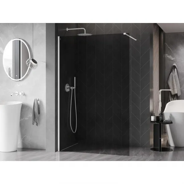 MEXEN/S - Kyoto-X Sprchová zástena WALK-IN 80 x 200, grafit 10 mm, biela 800-080-101-20-40-X