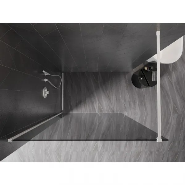 MEXEN/S - Kyoto-X Sprchová zástena WALK-IN 70 x 200, grafit 10 mm, biela 800-070-101-20-40-X
