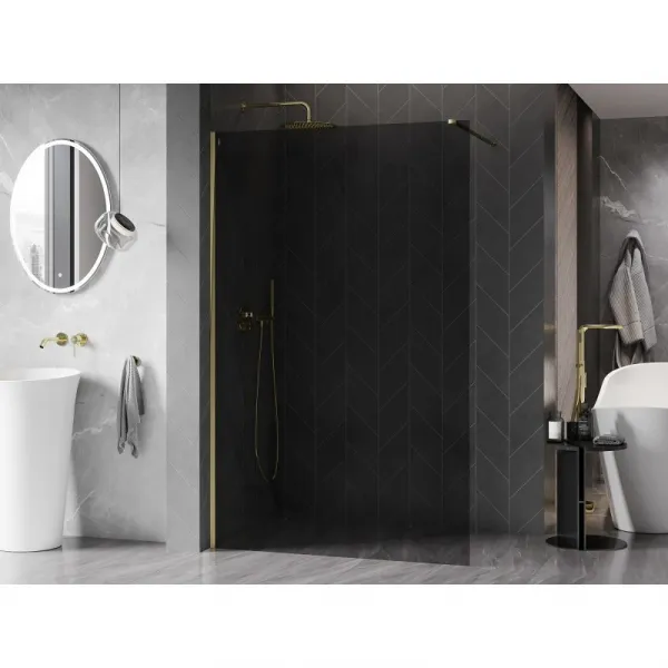 MEXEN/S - Kyoto-X Sprchová zástena WALK-IN 60 x 200, grafit 10 mm, zlato 800-060-101-50-40-X