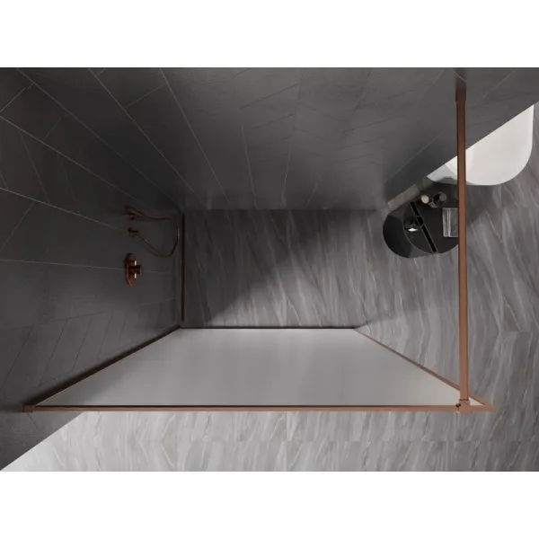 MEXEN/S - Kioto-XF Sprchová zástena WALK-IN s rámom 100 x 202, dekor 10 mm, meď kartáčovaná 800-100-104-65-30-X