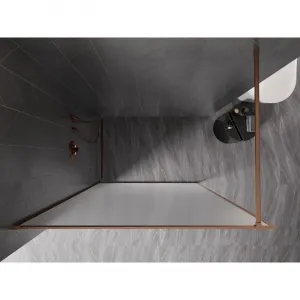 MEXEN/S - Kioto-XF Sprchová zástena WALK-IN s rámom 100 x 202, dekor 10 mm, meď kartáčovaná 800-100-104-65-30-X