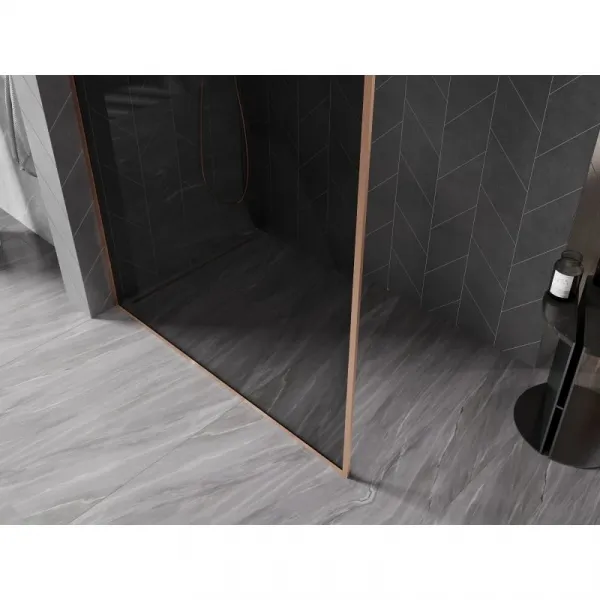MEXEN/S - Kyoto-XF Sprchová zástena WALK-IN s rámom 70 x 202, grafit 10 mm, meď kartáčovaná 800-070-104-65-40-X
