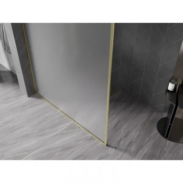 MEXEN/S - Kyoto-XF Sprchová zástena WALK-IN s rámom 100 x 202, dekor 10 mm, zlato kefovaná 800-100-104-55-30-X