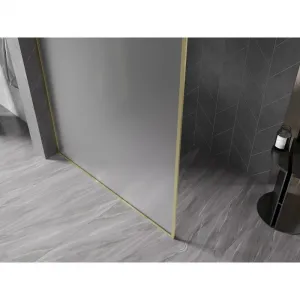 MEXEN/S - Kyoto-XF Sprchová zástena WALK-IN s rámom 100 x 202, dekor 10 mm, zlato kefovaná 800-100-104-55-30-X
