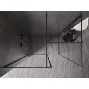 MEXEN/S - Kyoto-F Sprchová zástena WALK-IN s rámom 155 x 80, transparent 8 mm, grafit metal 800-155-202-04-95-080