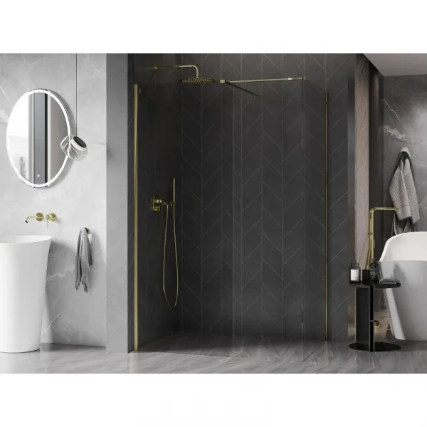 MEXEN/S - Kyoto-X Sprchová zástena WALK-IN 80 x 70, transparent 10 mm, zlato 800-080-202-50-00-070-X