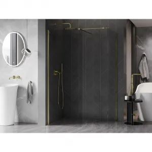 MEXEN/S - Kyoto-X Sprchová zástena WALK-IN 80 x 70, transparent 10 mm, zlato 800-080-202-50-00-070-X