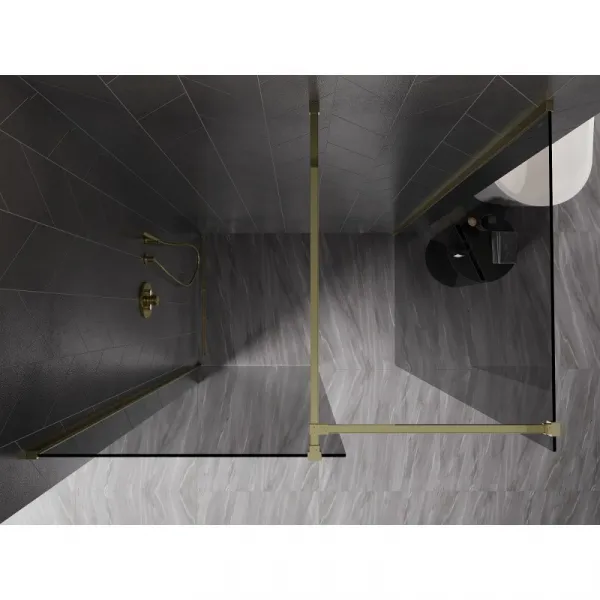 MEXEN/S - Kyoto-X Sprchová zástena WALK-IN 110 x 70, transparent 10 mm, zlato 800-110-202-50-00-070-X