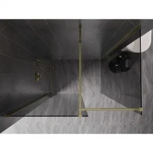 MEXEN/S - Kyoto-X Sprchová zástena WALK-IN 110 x 70, transparent 10 mm, zlato 800-110-202-50-00-070-X