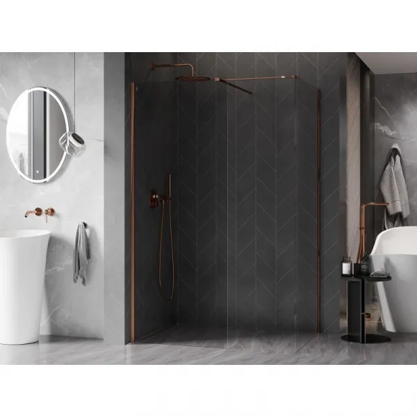 MEXEN/S - Kyoto-X Sprchová zástena WALK-IN 110 x 80, transparent 10 mm, ružové zlato 800-110-202-60-00-080-X