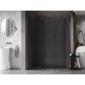 MEXEN/S - Kyoto-X Sprchová zástena WALK-IN 110 x 80, transparent 10 mm, ružové zlato 800-110-202-60-00-080-X