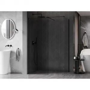 MEXEN/S - Kyoto-X Sprchová zástena WALK-IN 100 x 80, transparent 10 mm, čierna 800-100-202-70-00-080-X