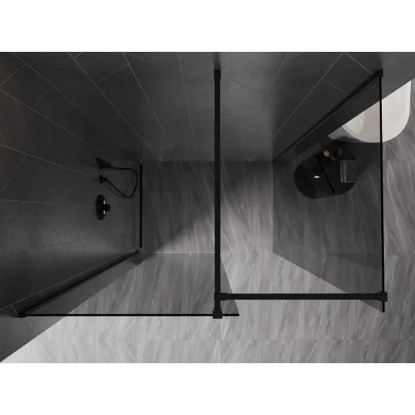 MEXEN/S - Kyoto-X Sprchová zástena WALK-IN 100 x 80, transparent 10 mm, čierna 800-100-202-70-00-080-X