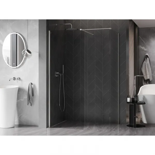 MEXEN/S - Kyoto-X Sprchová zástena WALK-IN 80 x 80, transparent 10 mm, nikel kartáčovaný 800-080-202-97-00-080-X