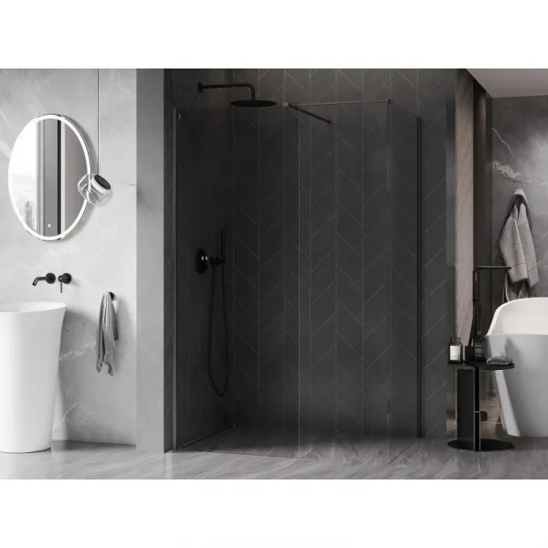 MEXEN/S - Kyoto-X Sprchová zástena WALK-IN 100 x 80, transparent 10 mm, grafit kartáčovaná 800-100-202-66-00-080-X