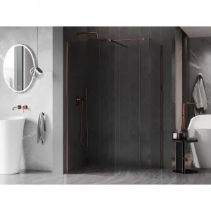 MEXEN/S - Kyoto-X Sprchová zástena WALK-IN 100 x 100, transparent 10 mm, ružové zlato 800-100-202-60-00-100-X