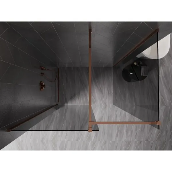 MEXEN/S - Kyoto-X Sprchová zástena WALK-IN 110 x 110, transparent 10 mm, ružové zlato 800-110-202-60-00-110-X