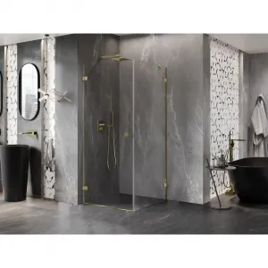 MEXEN/S - Lunar-B sprchovací kút dvere krídlové ľavá 100 x 100, transparent, zlato 832-100-100-50-00-L