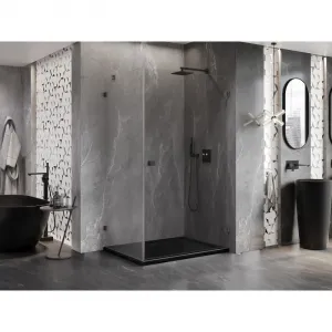 MEXEN/S - Lunar-B sprchovací kút dvere krídlové pravá 100 x 70, transparent, grafit kartáčovaná 832-100-070-66-00-P