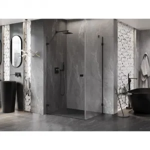 MEXEN/S - Lunar-B sprchovací kút dvere krídlové ľavá 80 x 70, transparent, čierna 832-080-070-70-00-L