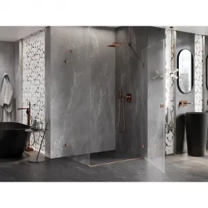 MEXEN/S - Lunar-B sprchovací kút dvere krídlové pravá 90 x 70, transparent, meď kartáčovaná 832-090-070-65-00-P