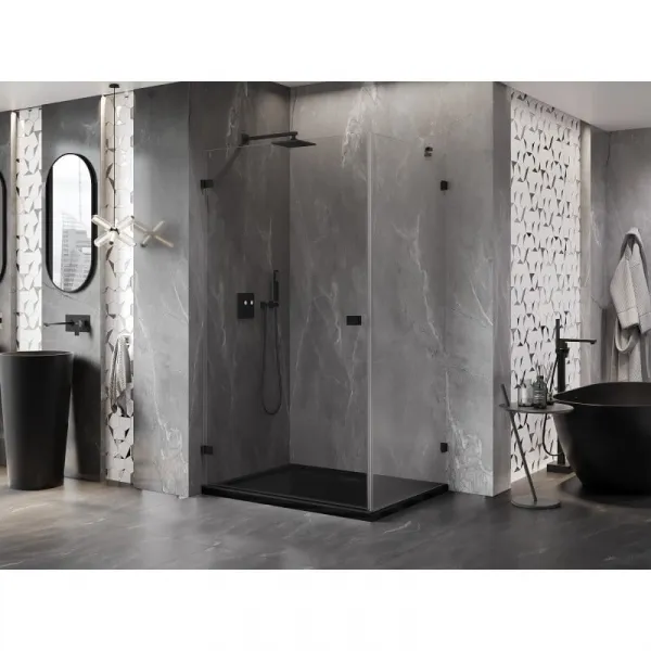 MEXEN/S - Lunar-B sprchovací kút dvere krídlové ľavá 85 x 70, transparent, čierna 832-085-070-70-00-L
