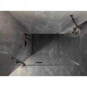MEXEN/S - Lunar sprchový kút dvere krídlové ľavá 95 x 70, transparent, grafit kartáčovaná 834-095-070-66-00-L